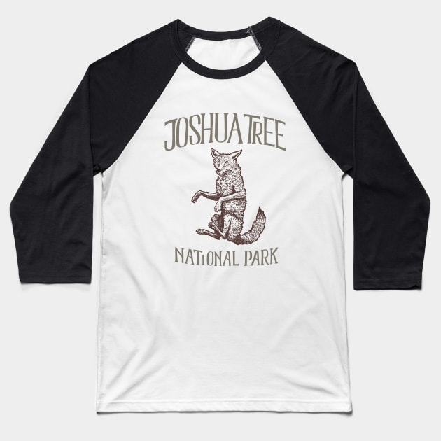 Joshua Tree National Park: Falling Coyote Baseball T-Shirt by calebfaires